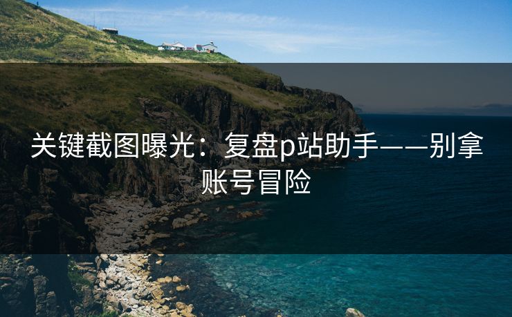 关键截图曝光：复盘p站助手——别拿账号冒险