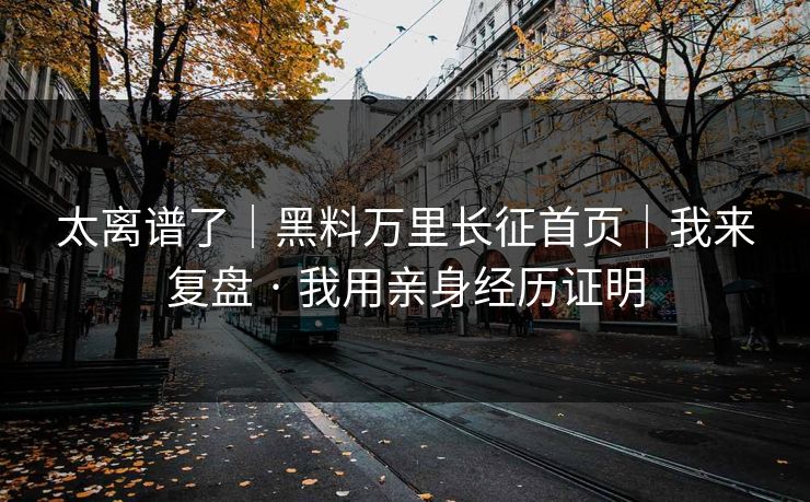 太离谱了｜黑料万里长征首页｜我来复盘 · 我用亲身经历证明
